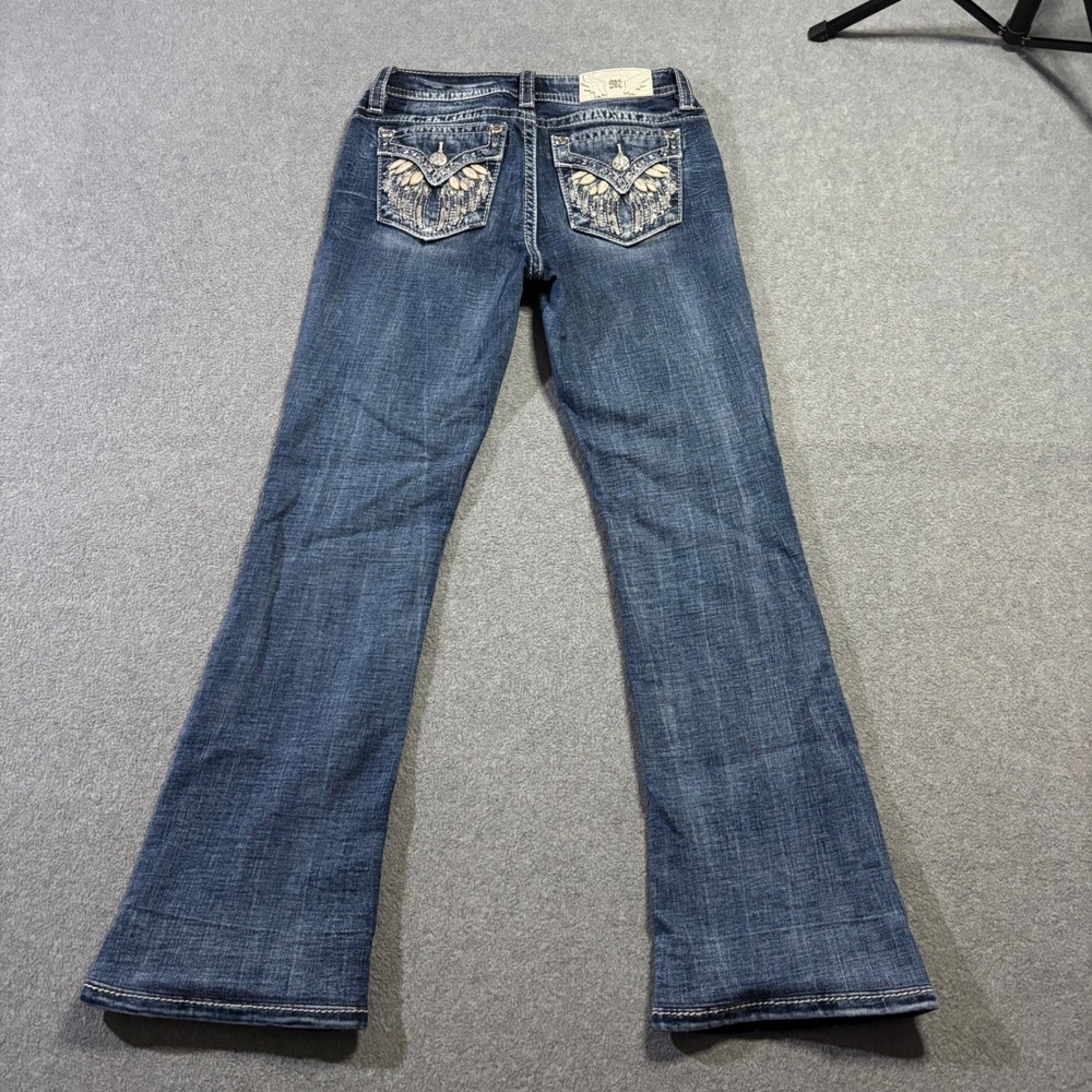 Miss Me Bootcut Jeans Women 27 Blue Wing Embellished Crystal Y2K M5082B154